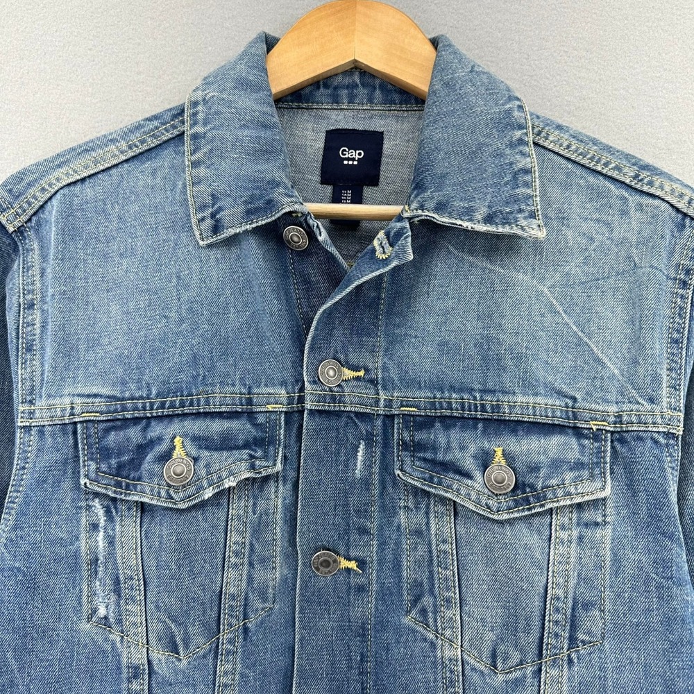 Gap Icon Denim Jean Jacket Medium Stonewash Trucker Men's M‎ Cotton Retro Rock